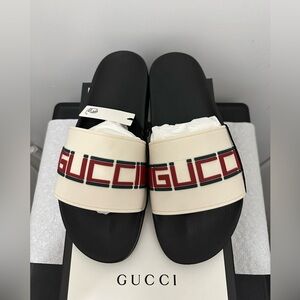 Ecru Pursuit Gucci Slides size UK 11= US 12 Mens NWT